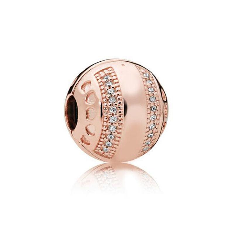 Серия Rose Gold Подвески-бусины в форме сердца Цветок Зажим Медь Подходит для Европейских Оригинальных Браслетов Сделай сам Элегантные Украшения