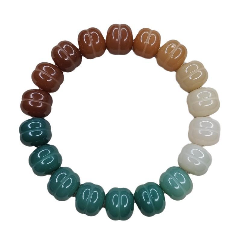 Unisex White Jade Bodhi Root Bracelet - Aged Seed Beads, Soft Ten-Year Material