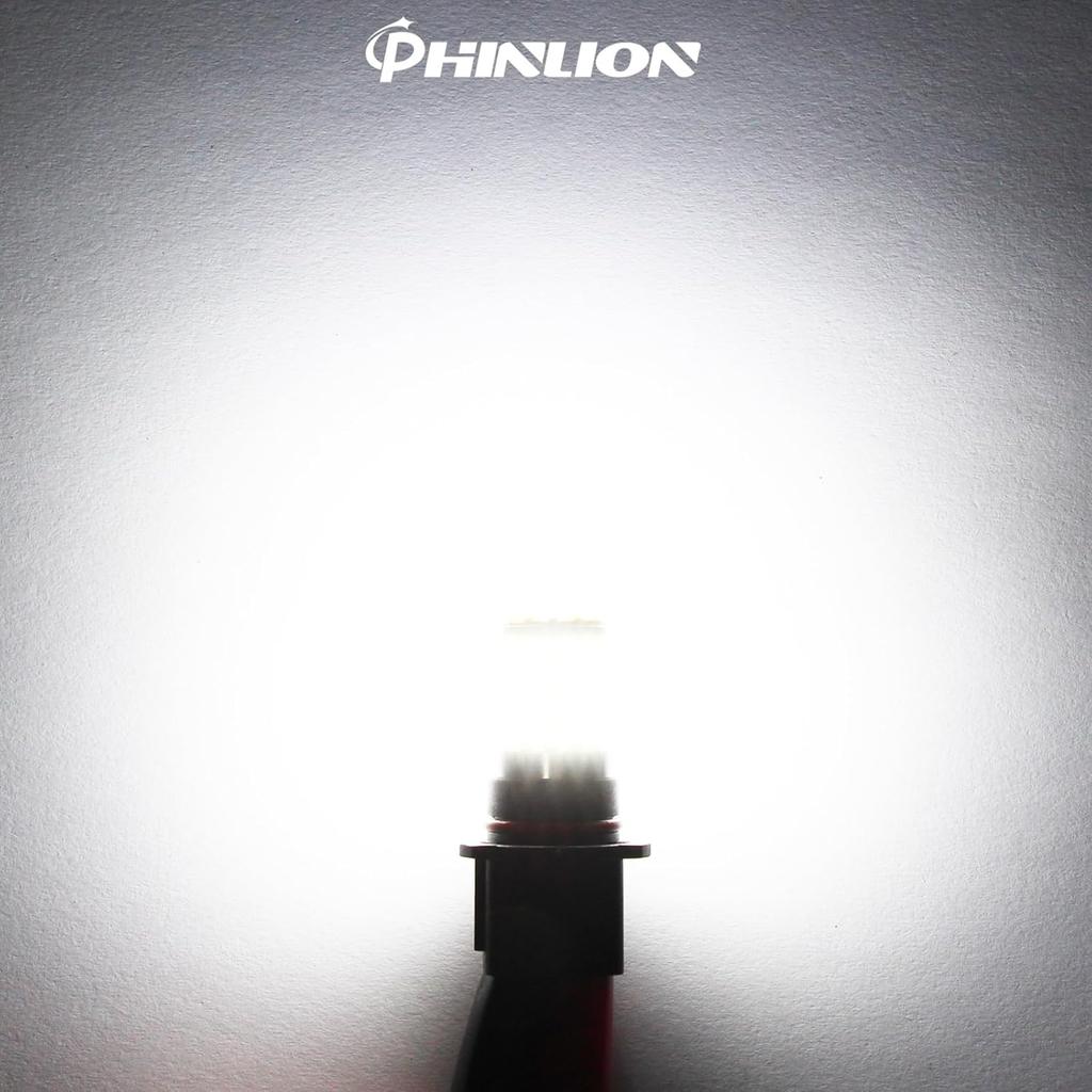 PHINLION PSX26W 12278 LED Fog Lights, PWY26W H28W LED DRL Bulbs, 2000 Lumens Super Bright 3014 72-SMD 12278C1 12V Car Fog Lamps, 6000K Xenon White