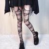 Japanese Gothic Y2K Sexy Fishnet Stockings with Irregular Patterns and Suspenders - Harajuku JK Style.