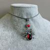 Vintage Y2k Gothic Red Glass Spider Gothic Necklace Victorian Vampire