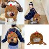 Cute Furry And Bear Plush Backpack With Transparent Layer For Carrying Badges