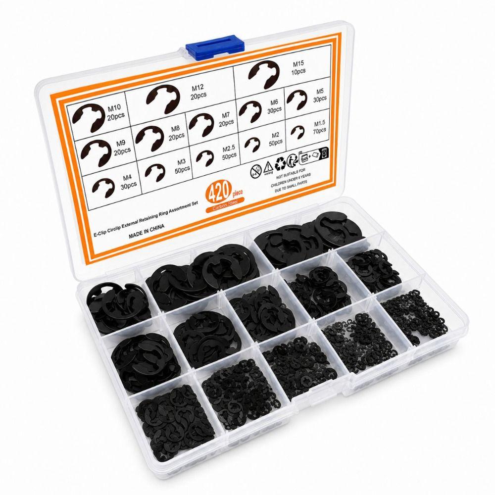 Black Color Open Snap Ring Retaining Ring Kit Circlip Assortment Set  Fixed Connection Occasions