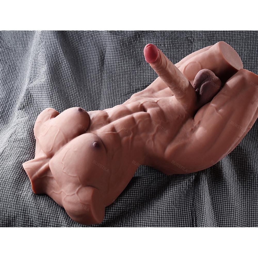 16КГ Мускулистый Мужской Торс Секс-Кукла - Реалистичное 3D Тело с Гибким Большим Дилдо и Узким Аналом, Подходит для Женщин и Гей-Пар