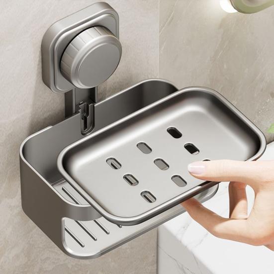 Мыльница на присоске с дренажными отверстиями, двухслойная, настенная, самодренирующаяся, держатель для мыла для ванной комнаты