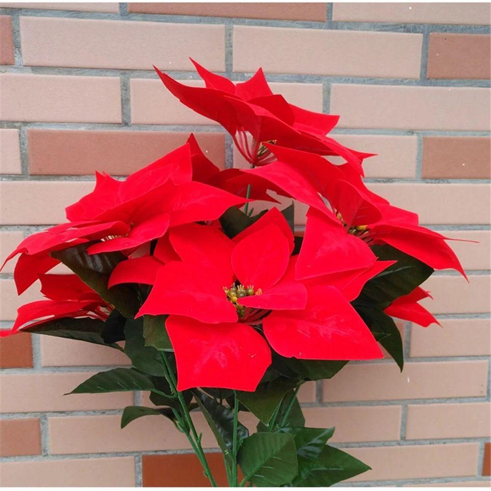 supplies Poinsettia Bushes Christmas Decoration Simulation bouquet Xmas Decor Christmas Bouquets