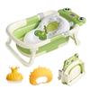 Foldable Baby Bath Tub Ergonomic With Temperature & Cushion Bath Pad + Bath Net