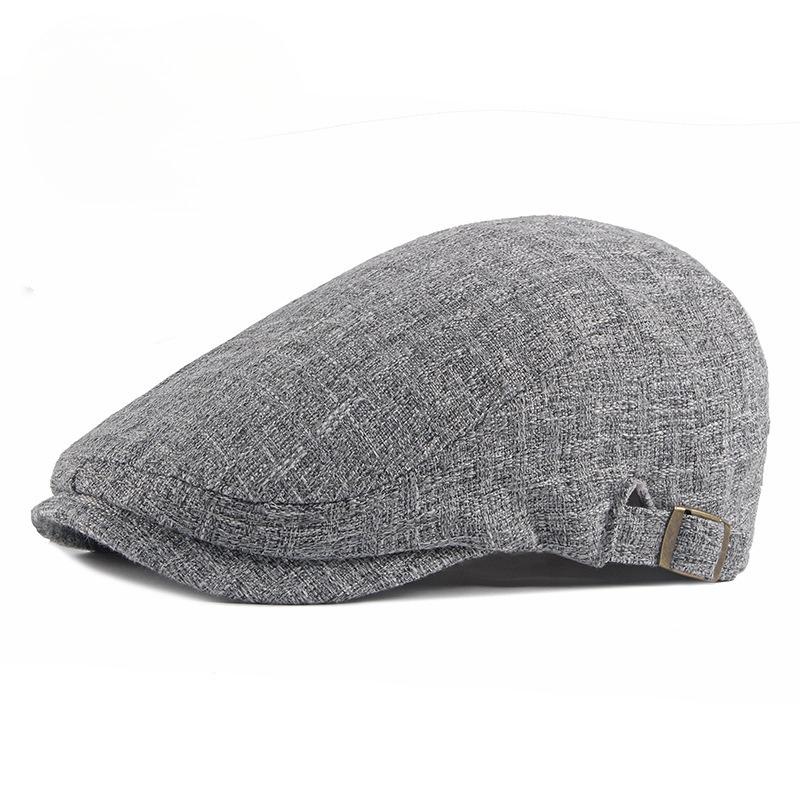 Vintage Cotton Linen Beret Hat Men Women British Retro Flat Cap Breathable Summer Duckbill Cap Simple Newsboy Hat Unisex