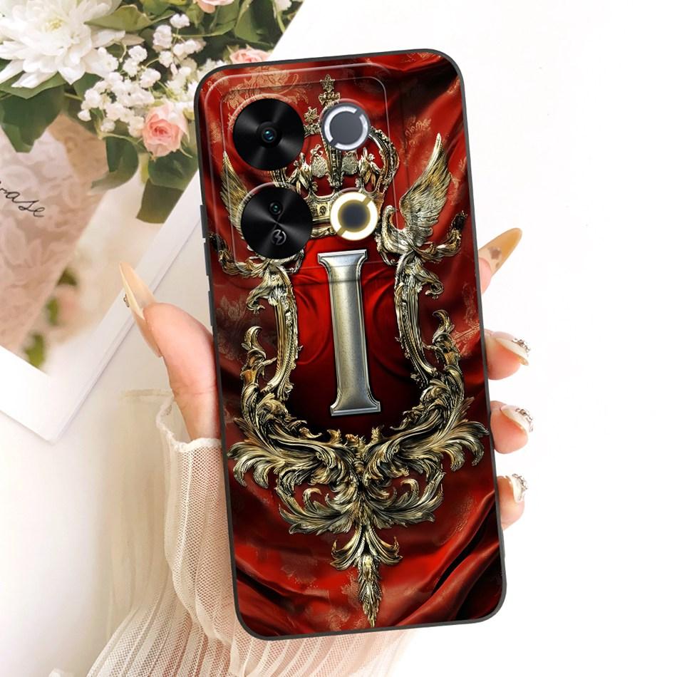 For ITEL P65 Feather Crown Initial Letter Phone Case For Itel P671L ItelP65 Shockproof Soft Silicone Covers Bumpers