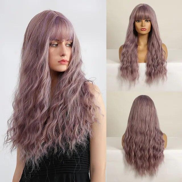 Длинные коричневые синтетические парики с эффектом омбре для женщин, волнистые парики из натуральных волос, средняя часть, женский парик, косплей, термостойкие волокна, парики