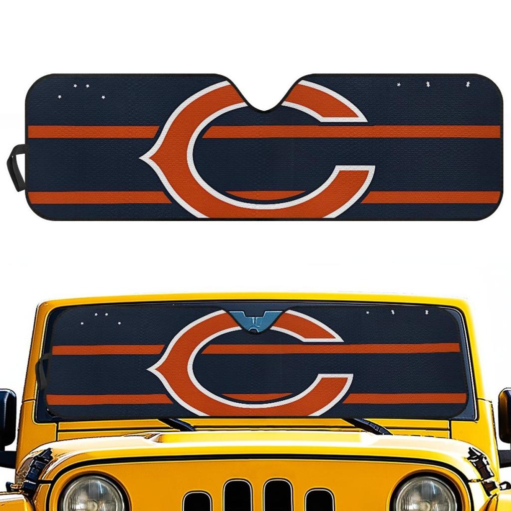 Индивидуальная солнцезащитная шторка Chicago Bears: Независимая защита лобового стекла от солнца и теплоизоляция с дизайном команды