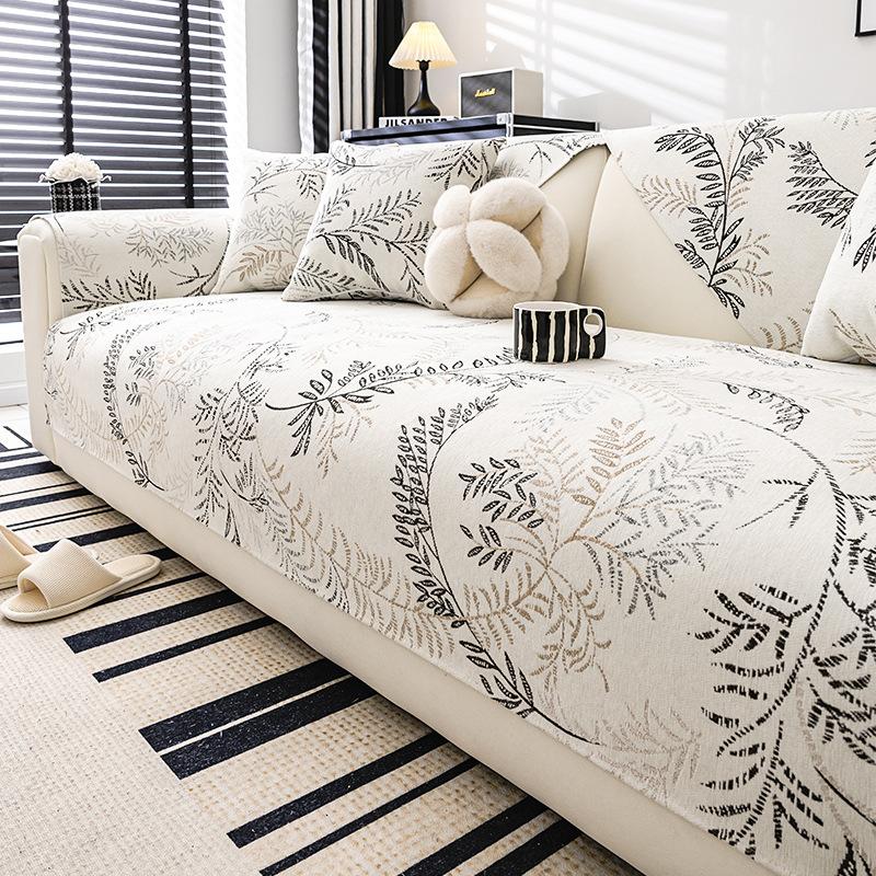 Чехлы для диванов из синели, жаккардовые нескользящие чехлы для диванов с листьями ивы, гостиная, L-образные чехлы для диванов, коврик для дивана, коврик для дивана из цельного дерева