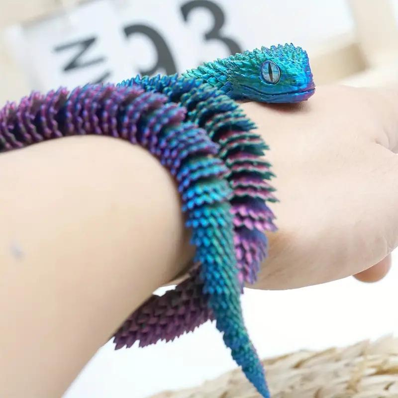 Toys 60cm 3D Printed Snake Realistic Snake Statue Movable Joint Fidget Simulation Snake Year Desk Ornament Animal Scale Ratio Model Gift Present