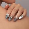 4Pcs Boho Adjustable Nail Ring Set Fashion Fingertip Rings Reusable Nails Ring Kit for Nail Art Wedding Party
