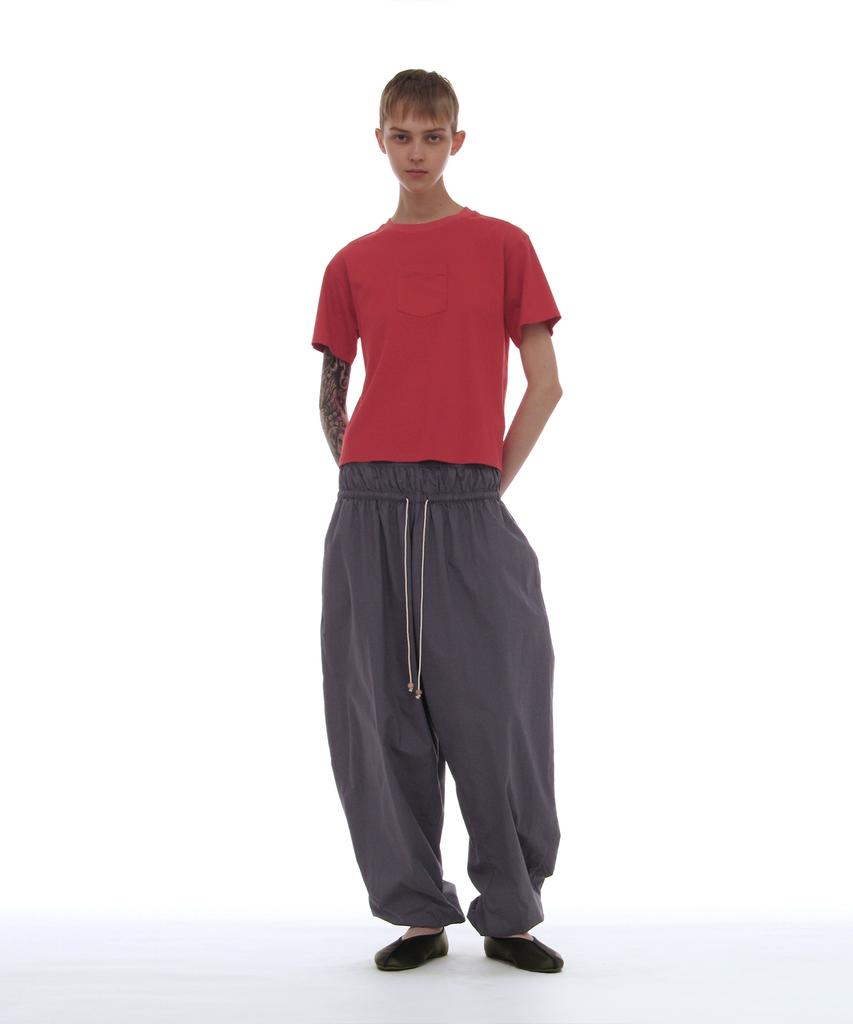 PARTIMENTO ЖЕНСКАЯ футболка с карманом, окрашенная garment-dyed, цвет Чили