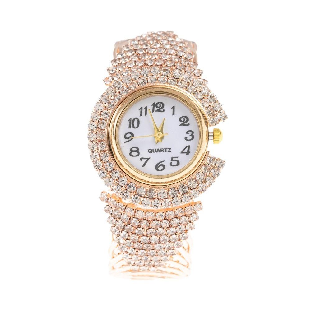 Elegant Quartz Zircon Wrist Watch Clock Open Bangle Watches Light Luxury Crystal Watches Gifts