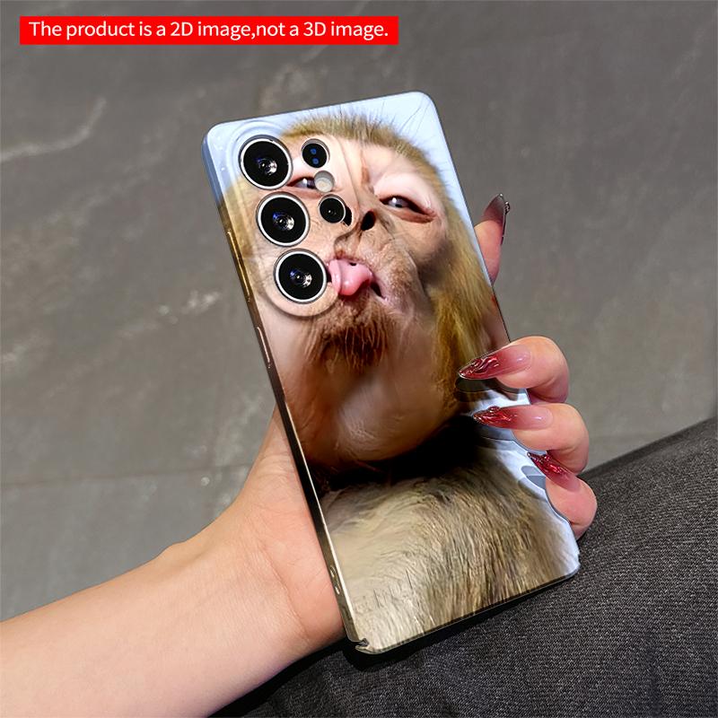 2DFlat Samsung phone case Playful Monkey Sticking Out Tongue Phone Case Applicable to Galaxy S22 S23 S24 S25ULTRA S26 A12 A13 A14 A15 A16
