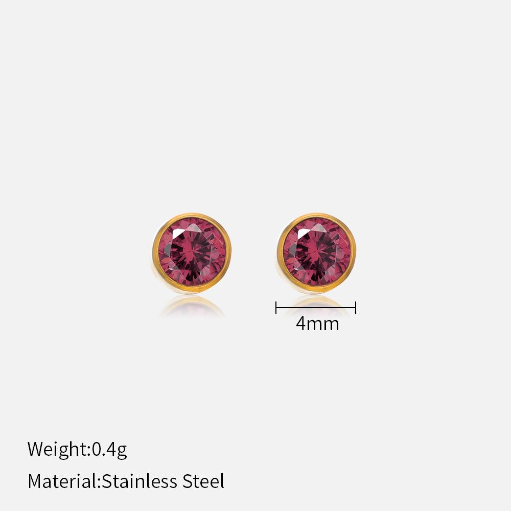 Simple Crystal Stud Earrings Fashion Women December Birthstone Colorful Diamond Earrings for Girls Gift
