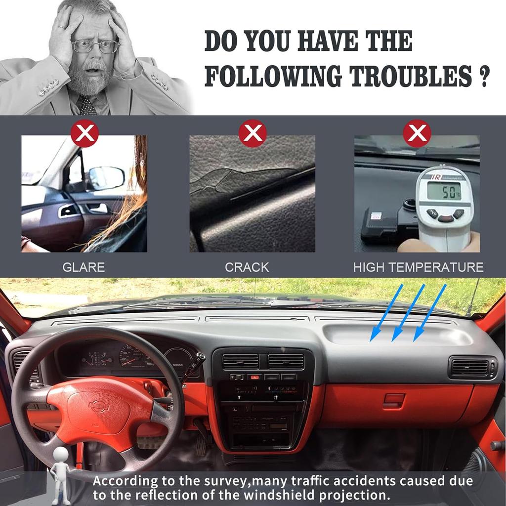 Накладка на панель приборов Коврик на приборную панель Подходит для 1994-1997 Nissan Hardbody D21 Пикап / 1994 1995 Pathfinder (черный)