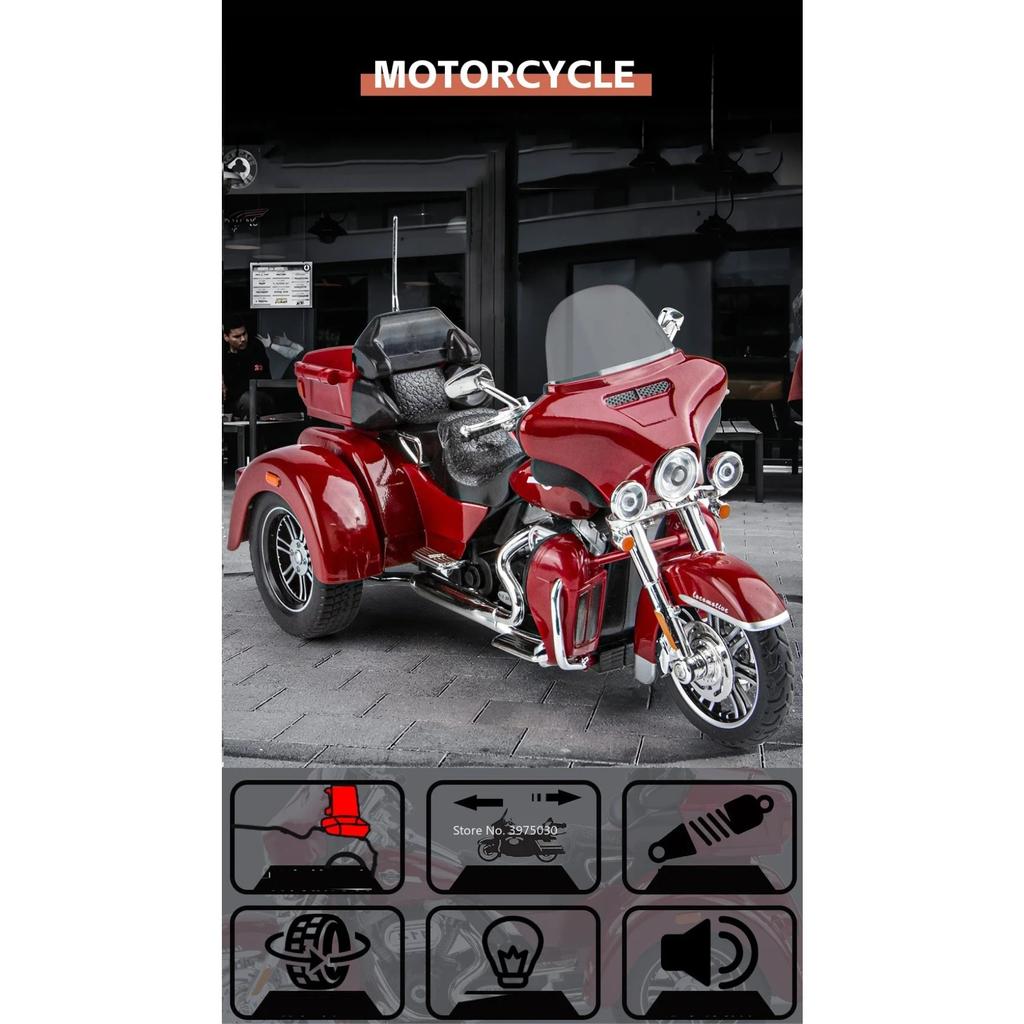 Моделирование 1/9 сплава Harley Davidson Tricycle Модель мотоцикла Украшение