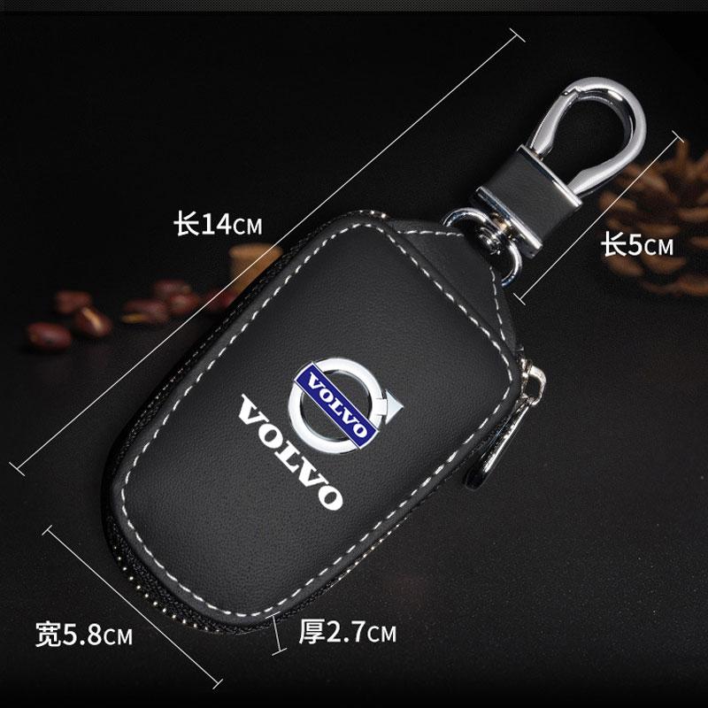 Leather Keychain Men Key Holder Organizer Pouch Car Key Wallet for Volvo RDESIGN S60 S90 XC40 XC60 XC90 AWD Car Accessories CN5
