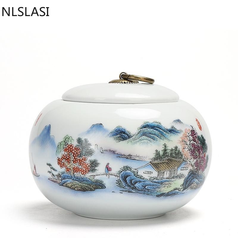 Керамика с китайским пейзажным узором, контейнер для чая, бытовые герметичные резервуары для хранения сухофруктов, портативные коробки для чая, контейнеры Tieguanyin