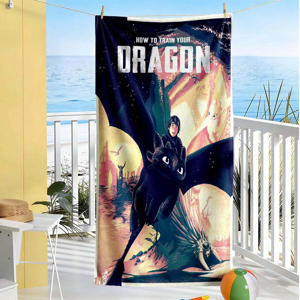 How Train Dragon1 Beach Towel Super Soft Microfiber Quickdry Fabric Comfortable Lightweight Suitable for Swimming, Gym, Camping, Yoga Vacation