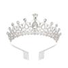 With Combs Silver Tiara Crown Wedding Prom Bride Headbands Bridal Hair Accessories  Women Girls