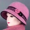 New Women Autumn Winter Hat Middle-Aged Mother Thick Warm Knitted Cap  for Women Elegant Wool Bucket Hat