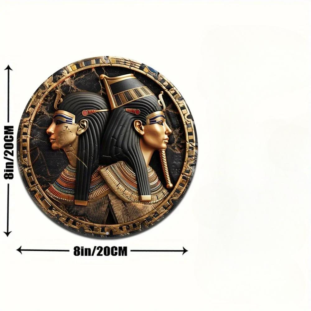 Круглый деревянный декоративный знак, плоская 2D-печать, тема египетской мифологии, декор для дома, кафе, настенное украшение, праздничный подарок
