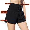 Women 2-in-1 Sports Shorts Qucik-Dry Breathable High Waist Drawstring Running Gym Yoga Shorts