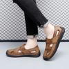 39-48 Летние мужские кожаные пляжные сандалии ручной работы Мужские сандалии с закрытым носком Сандалии большого размера