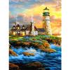 5D DIY Diamond Painting Landscape Rhinestone Cross Stitch Kit Diamond Embroidery Coastal Lighthouse Mosaic Picture Decoration