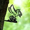 Charming 1pc Metal Pegasus Silhouette Sign - Magical Rustic Outdoor Ornament. An Enchanting Housewarming Surprise