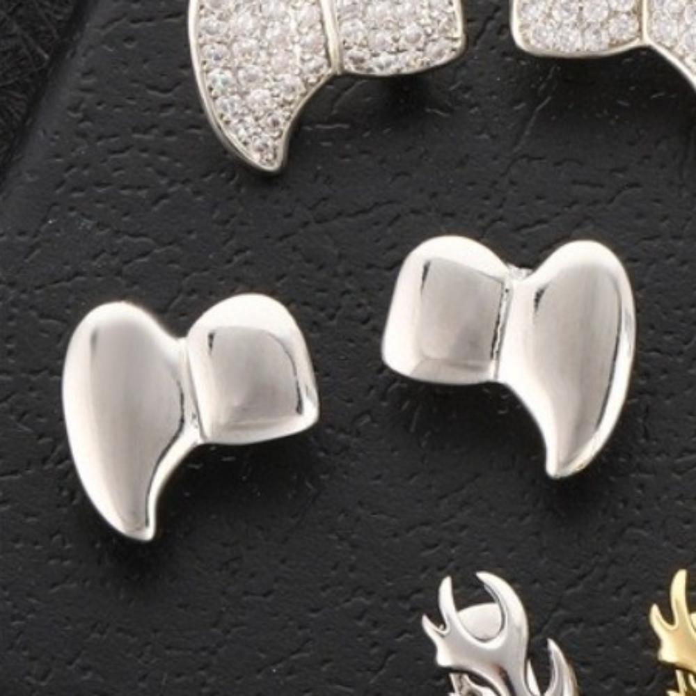2Pcs/Set Double Glossy Tooth Caps Gold Silver Color Mouth Teeth Grillz  Party Cosplay
