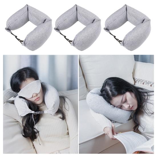 Дорожная подушка для поддержки шеи со скрытой молнией. Супермягкая дышащая регулируемая наполняемая U-образная дорожная подушка для шеи.