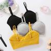 Ribbed Cotton Camisole Wrap with Anti-Exposure Bandeau - Sexy French-Style Women's Lingerie Vest Bra