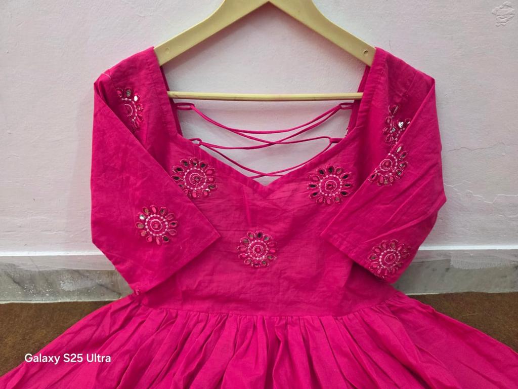 Indian Women Anarkali Party Wear Pure Cotton Gown Bollywood Top Tunic Ethnic Kurti Dress