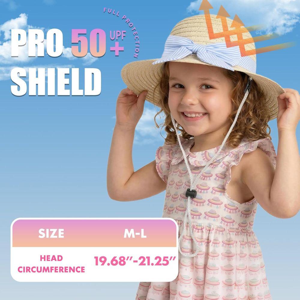 Summer Toddler Sun Hat with Wide Rainbow Brim and Tassels - UPF 50+