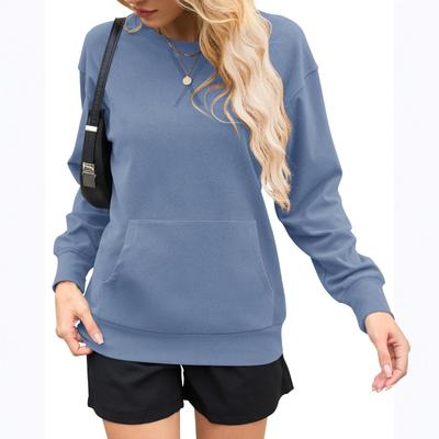 Женская мода Повседневный однотонный карман Длинный рукав