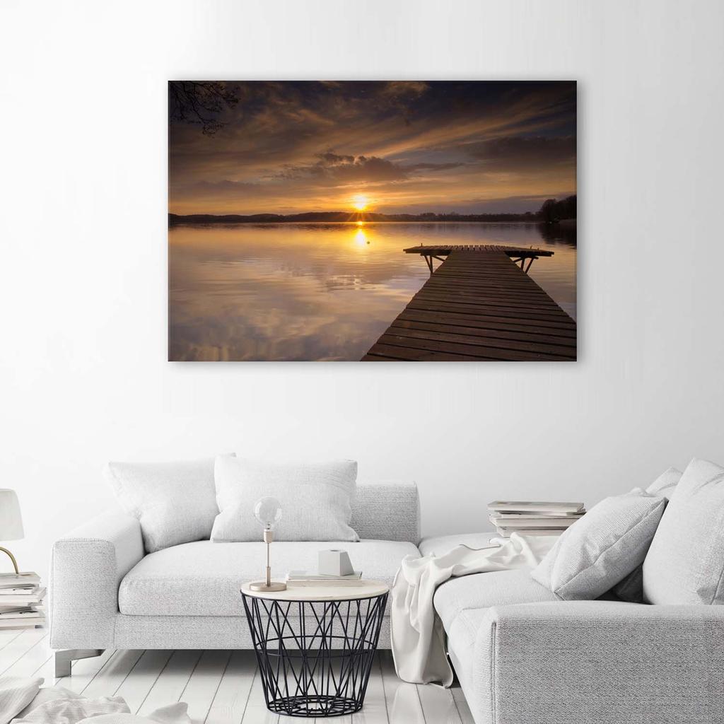 Canvas print, Pier lake sunset