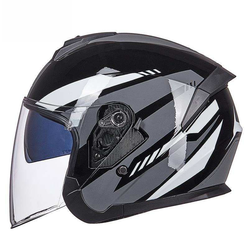 GXT Electric Motorcycle Helmet: Four-Season Sun Protection, Double Lens, Lightweight, Stylish, Half-Helmet for Summer.