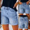 Summer Plus Size Denim Shorts Indie Style Women Casual Loose Elastic High Waist Wide Leg Straight Short Jeans Streetwear
