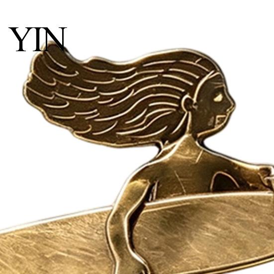 Girl Shape Brooch 2/3/5Pcs Retro Surfing Pin, Holding Surfboard Coat Pin Alloy Badge, Decorative for Clothing Bags Scarves Sweaters Accessories