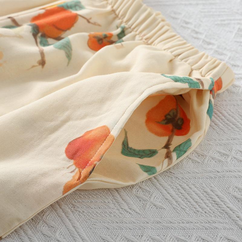 Весна / Лето Тонкая женская пижама в китайском национальном стиле Свободная одежда из бамбукового хлопка Рукава семь четвертей Домашняя одежда