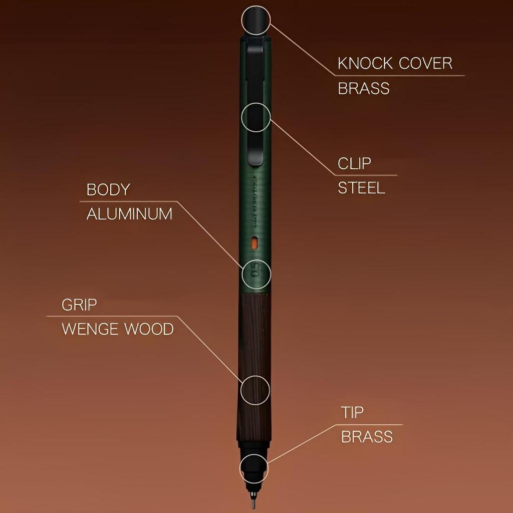 Механический стальной карандаш Kuru Toga Wood, 0,5 мм, серый, M5KW1P.23