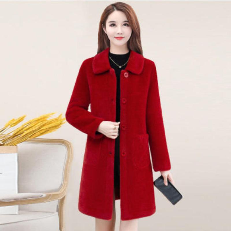 Plus Size Women Stylish Medium-length Wool Blend Middle-aged and Elderly Jacket 2024 Winter New Arrival Korean Version Mother Clothing Overcoat