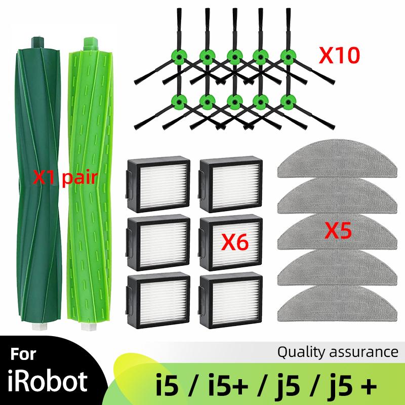 Подходит для iRobot Roomba Combo j5, j5+ Plus, i5, i5+ Plus Запасные части Ролик Боковая щетка Насадки для швабры Hepa-фильтр Мешок для пыли