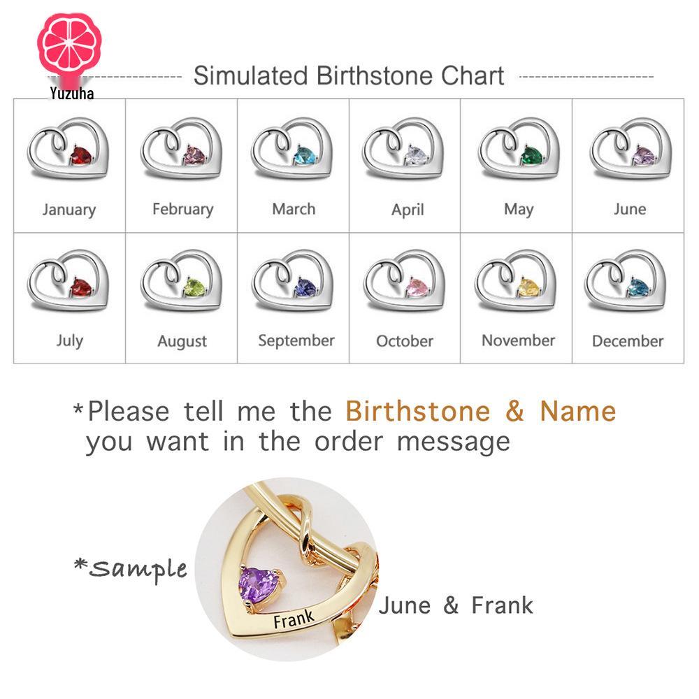 Эксклюзивный браслет-сердце с 12 камнями-талисманами по месяцам рождения и с гравировкой на заказ с именами членов семьи – Рождественский подарок