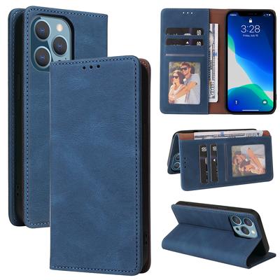 Подходит для iPhone+14pro+Max Dreamy Pull In Card Flip Cover 13PRO Сильный магнитный однотонный кожаный чехол для телефона